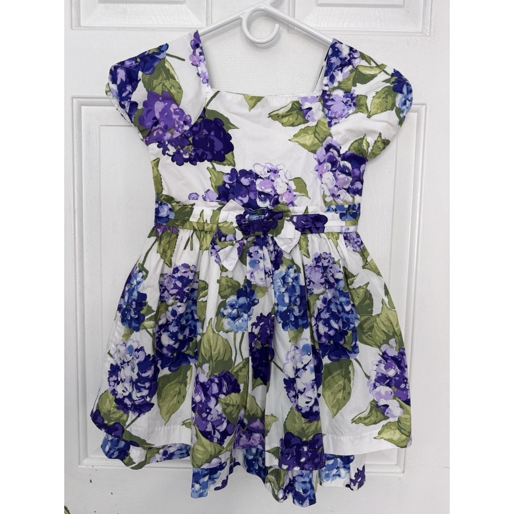 Gymboree Girls 7 Purple Hydrangea Floral Bow Fit Flare Dress Cottagecore Easter